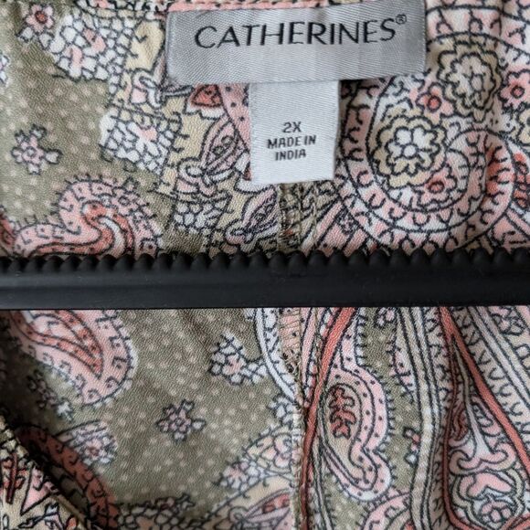 Catherines Breezeway Georgette Paisley Button Down Size 2X - Picture 4 of 10